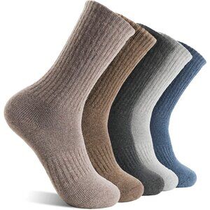 Women Merino Wool Dark Grey Sock 5 Pairs Warm Thick Crew Cozy Winter Boot Socks